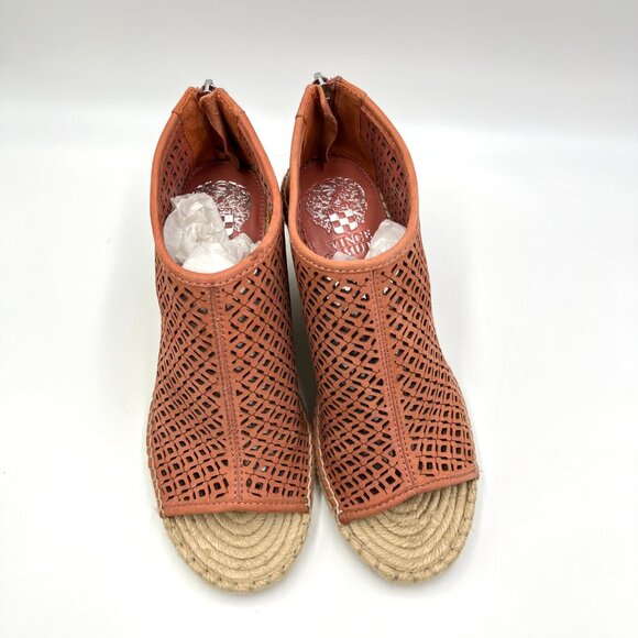 Vince Camuto Womens Coral Salmon Perf Leather Wedges Espadrilles Sandals Shoes - Picture 3 of 13